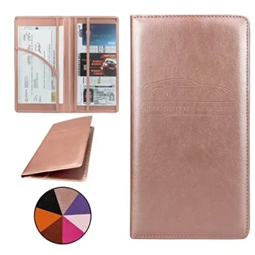 Miunice Car Registration and Insurance Holder, Premium Pu Leather Vehicle Glove Box Organizer - for ...