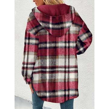 Dokotoo Winter Coats for Women Flannel Shirt Shackets 2024 Sherpa Fleece Jackets Hooded Clothes Outf...