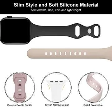 5 Pack Silicone Slim Bands Compatible with Apple Watch - Thin Sport Strap for iWatch