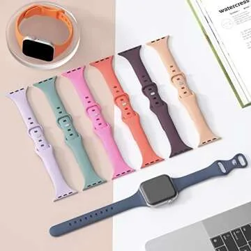 5 Pack Silicone Slim Bands for Apple Watch - Stylish and Comfortable