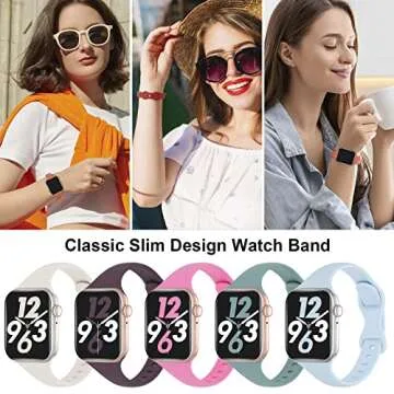 5 Pack Silicone Slim Bands for Apple Watch - Stylish and Comfortable
