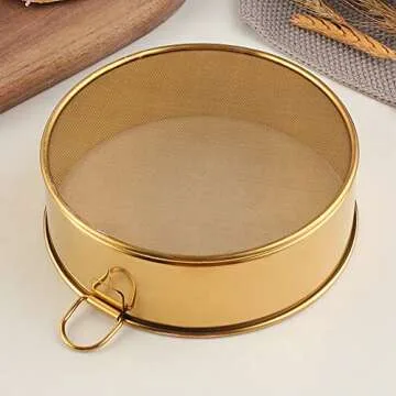 QIBOORUN 2 Pack 304 Stainless Steel Fine Flour Sieve,80 Mesh 6 Inch/ 8 Inch/Baking Fine Mesh Strainer for Bake Decorate Cakes,Pies,Pastries,Cupcakes,Round Sifter for Straining Powdering-Rainbow Color