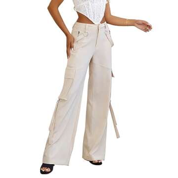 Lpecmin Women Cargo Pants Baggy Elastic High Waisted Casual Wide Leg Pants Y2K Trousers with Pockets...