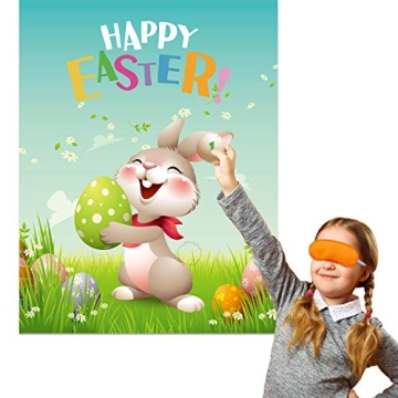 ROCWOHO Pin The Tail on The Bunny Game for Easter Fun