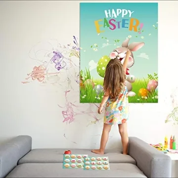 ROCWOHO Pin The Tail on The Bunny Game for Easter Fun