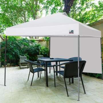 Eurmax USA NOMATTER ONE-Person Open&Close 10x10ft Pop Up Canopy Tent,Portable Shelter Canopy for Outdoor Events with 1 Removable Sidewall,Instant Canopies,Temporary Sunshade,Bonus 4 Sand Bags(White)