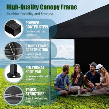 Eurmax USA NOMATTER ONE-Person Open&Close 10x10ft Pop Up Canopy Tent,Portable Shelter Canopy for Outdoor Events with 1 Removable Sidewall,Instant Canopies,Temporary Sunshade,Bonus 4 Sand Bags(White)