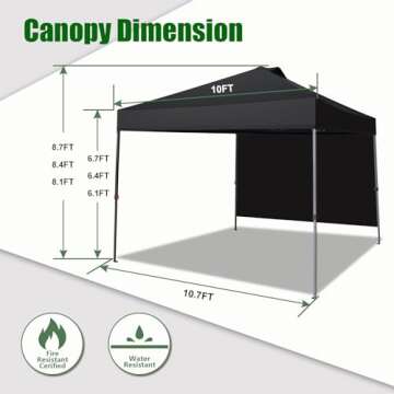 Eurmax USA NOMATTER ONE-Person Open&Close 10x10ft Pop Up Canopy Tent,Portable Shelter Canopy for Outdoor Events with 1 Removable Sidewall,Instant Canopies,Temporary Sunshade,Bonus 4 Sand Bags(White)