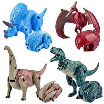 JOYIN 12 Pack Valentine’s Greeting Cards with Transforming Dinosaur Toys in Egg, Classroom Exchang...