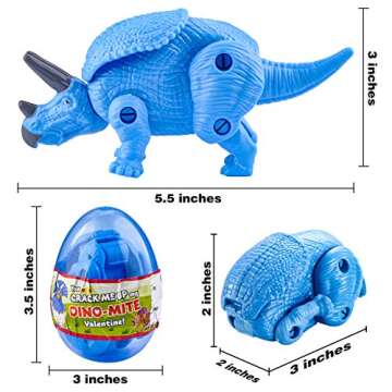 JOYIN 12 Pack Valentine’s Greeting Cards with Transforming Dinosaur Toys in Egg, Classroom Exchange Prize for Valentine Party Favor, Hatching Dinosaur Eggs, School Gift Exchange