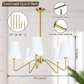 Elegant 5-Light Modern Chandelier with Adjustable Height
