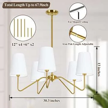 Elegant 5-Light Modern Chandelier with Adjustable Height