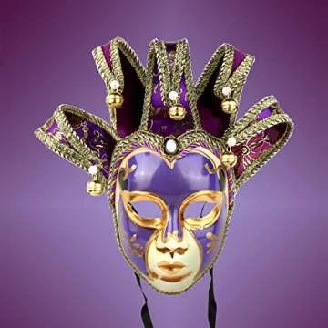 YU FENG Vintage Jolly Joker Venetian Masquerade Mask Costume Halloween Cosplay Mask For Party,Ball Prom,Mardi Gras,Wall Decoration (Purple)