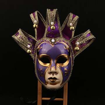 YU FENG Vintage Jolly Joker Venetian Masquerade Mask Costume Halloween Cosplay Mask For Party,Ball Prom,Mardi Gras,Wall Decoration (Purple)