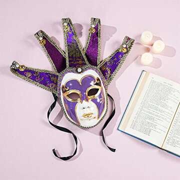 YU FENG Vintage Jolly Joker Venetian Masquerade Mask Costume Halloween Cosplay Mask For Party,Ball Prom,Mardi Gras,Wall Decoration (Purple)