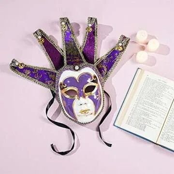 YU FENG Vintage Jolly Joker Venetian Masquerade Mask Costume Halloween Cosplay Mask For Party,Ball Prom,Mardi Gras,Wall Decoration (Purple)