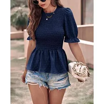 PRETTYGARDEN Women's Summer Smocked Puff Sleeve Top