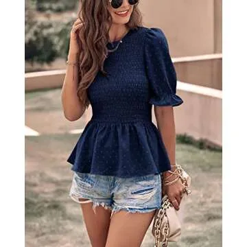 PRETTYGARDEN Women's Summer Smocked Puff Sleeve Top