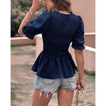 PRETTYGARDEN Women's Summer Smocked Puff Sleeve Top