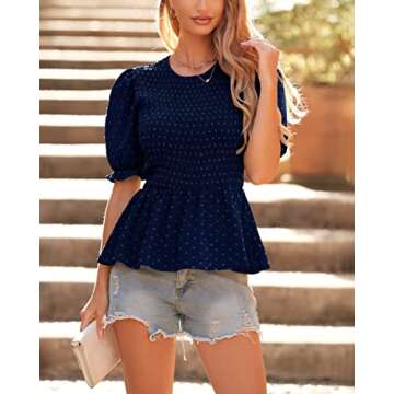PRETTYGARDEN Women's Summer Smocked Puff Sleeve Top