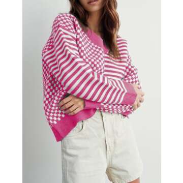Stylish UNCLECAT Striped Sweater for Women in Pink