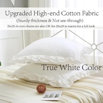 K MASANIJI Plush Ruffled Euro Pillow Covers - Cozy White Shams