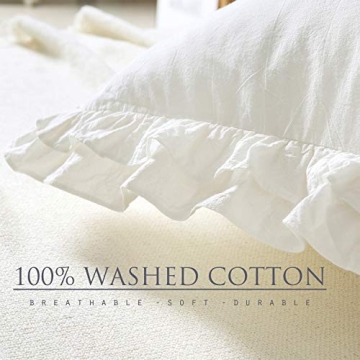 K MASANIJI Plush Ruffled Euro Pillow Covers - Cozy White Shams