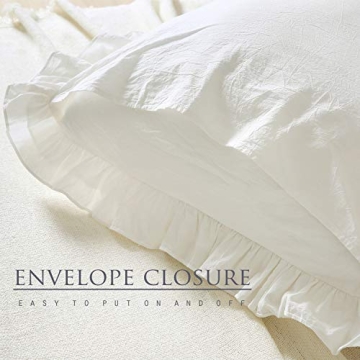 K MASANIJI Plush Ruffled Euro Pillow Covers - Cozy White Shams