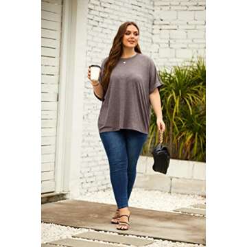 Women Oversized T-Shirt Summer Casual Short Sleeve Loose Tee Tops Brown