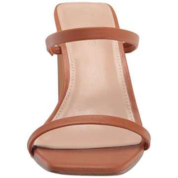 The Drop Women's Avery Square Toe Two Strap High Heeled Sandal, Toffee, 8.5