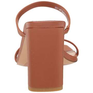 The Drop Women's Avery Square Toe Two Strap High Heeled Sandal, Toffee, 8.5