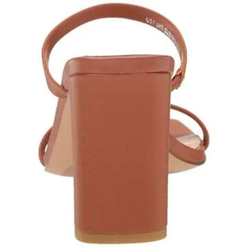 The Drop Women's Avery Square Toe Two Strap High Heeled Sandal, Toffee, 8.5