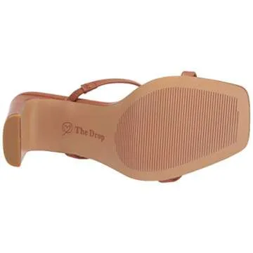 The Drop Women's Avery Square Toe Two Strap High Heeled Sandal, Toffee, 8.5