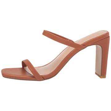 The Drop Women's Avery Square Toe Two Strap High Heeled Sandal, Toffee, 8.5
