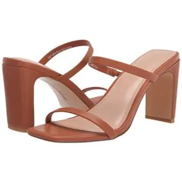 The Drop Women's Avery Square Toe Two Strap High Heeled Sandal, Toffee, 8.5