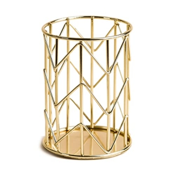 U Brands Gold Wire Metal Pencil Cup - Stylish Desk Organizer