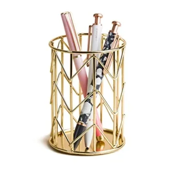 U Brands Gold Wire Metal Pencil Cup - Stylish Desk Organizer