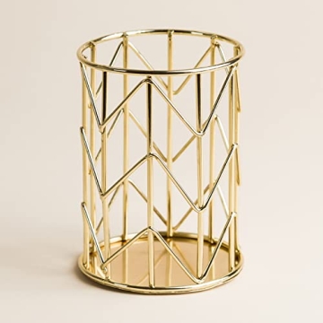 U Brands Gold Wire Metal Pencil Cup - Stylish Desk Organizer
