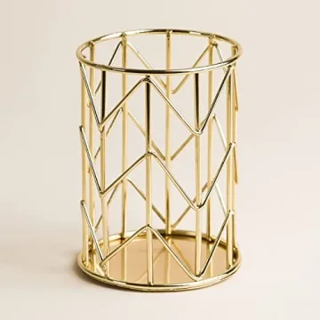 U Brands Gold Wire Metal Pencil Cup - Stylish Desk Organizer