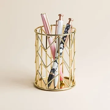 U Brands Gold Wire Metal Pencil Cup - Stylish Desk Organizer