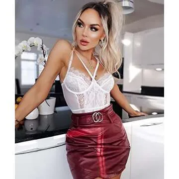 Buitifo Womens Sexy Bodysuit Lingerie One Piece Babydoll V Neck Teddy Snap Crotch (M,White)