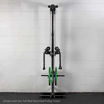 Titan Fitness Short Wall Mounted Pulley Tower, 80.5" Plate Loaded Cable Machine, Rated 350 LB, Universal Standard & Olympic Plate Compatibility, 18 Height Settings, Space-Saving Functional Trainer