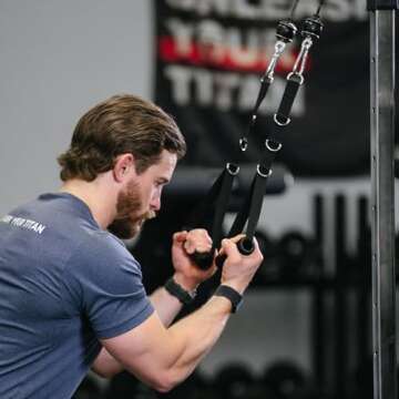 Titan Fitness Short Wall Mounted Pulley Tower, 80.5" Plate Loaded Cable Machine, Rated 350 LB, Universal Standard & Olympic Plate Compatibility, 18 Height Settings, Space-Saving Functional Trainer