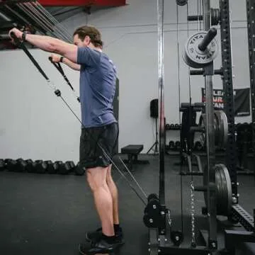 Titan Fitness Short Wall Mounted Pulley Tower, 80.5" Plate Loaded Cable Machine, Rated 350 LB, Universal Standard & Olympic Plate Compatibility, 18 Height Settings, Space-Saving Functional Trainer