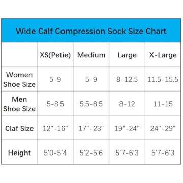 Wide Calf Compression Socks for Women & Men Extra Large Size Support Socks for Nurses Running Pregnant Travel, 15-20 mmHg
