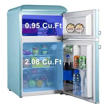 Galanz Retro Compact Refrigerator with Freezer, Mini Fridge with Dual Doors, Adjustable Mechanical T...