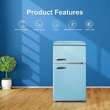 Galanz Retro Mini Fridge with Freezer, 3.1 Cu FT Blue
