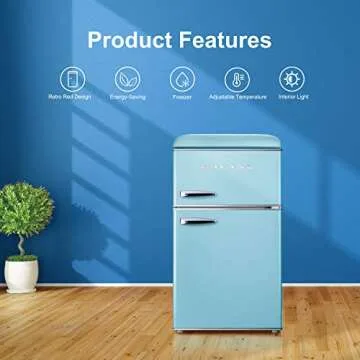 Galanz Retro Mini Fridge with Freezer, 3.1 Cu FT Blue