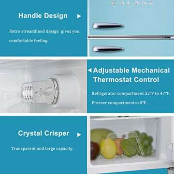 Galanz Retro Mini Fridge with Freezer, 3.1 Cu FT Blue