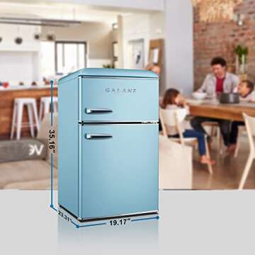 Galanz Retro Mini Fridge with Freezer, 3.1 Cu FT Blue
